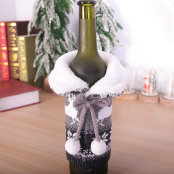 Χριστουγεννιάτικα Διακοσμητικά Σαμπάνια Cooler Πλεκτό βελούδινο ύφασμα μπουκάλι μανίκι Κάλυμμα κρασιού Γιακά