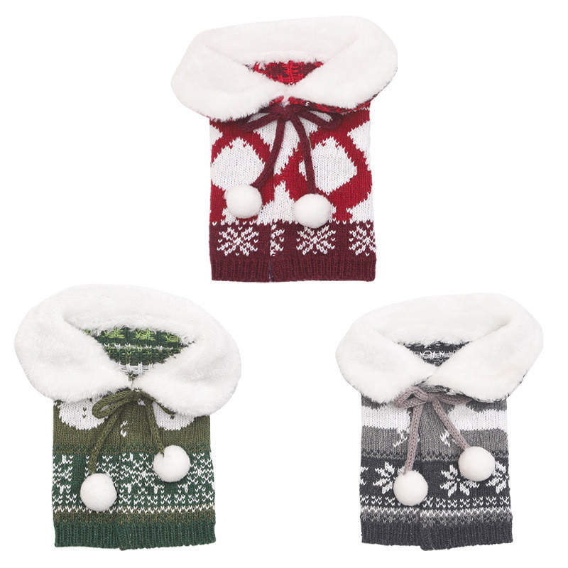 Karácsonyi díszek Pezsgőhűtő Kötött plüss szövet palackhüvely borvédő gallér