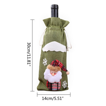 Χριστουγεννιάτικο κάλυμμα μπουκαλιού κρασιού Καλά Χριστούγεννα Διακόσμηση Χιονάνθρωπος Άγιος Βασίλης Χριστουγεννιάτικη διακόσμηση τραπεζιού