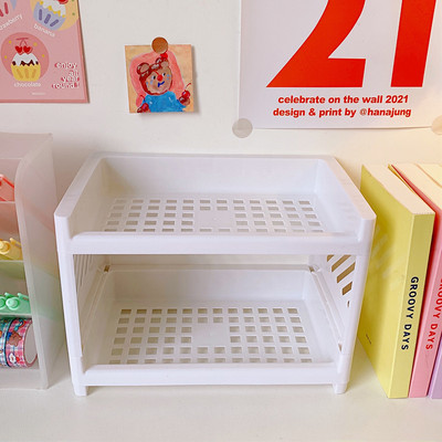 Korea armas kahekihiline kosmeetilise pintsliga pliiatsihoidik Lihtne lauaarvuti kirjatarvete hoiustamisriiul Lihtne isetegemise kokkupandav käsitsi valmistatud riiul