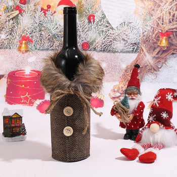 Χριστουγεννιάτικο Διακοσμητικό υφασμάτινο πουλόβερ Ριγέ καρό Κάλυμμα μπουκαλιού κρασιού