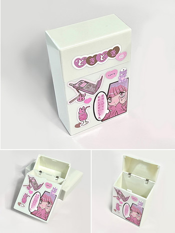 Kpop Photocard Storage Box Настолна бяла пластмасова кутия за съхранение Box Photo Card Organizer Училищни корейски канцеларски материали Табакера