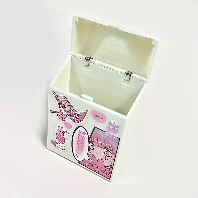 Kpop Photocard Storage Box Επιτραπέζιο λευκό πλαστικό κουτί αποθήκευσης Κουτί φωτογραφιών Organizer κάρτας Σχολική Κορεατική θήκη τσιγάρων