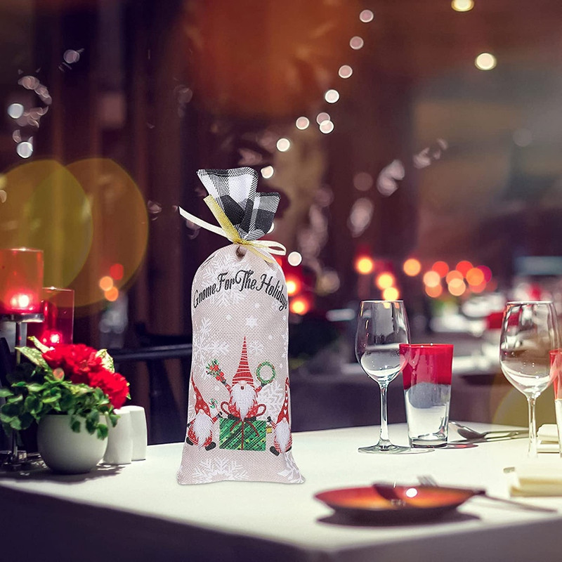 2kom navlaka za bocu vina, božićna haljina za bocu vina, ukrasna navlaka za vino Poklon vrećice za Božić