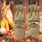 Moliūgų prieskonių latte printas lininis butelio maišelis butelio dulkių dangtelis apsauginis dangtelis vakarėlio dekoravimas Padėkos dienos dovanos draugams šeimai