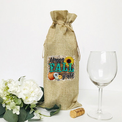 Moliūgų prieskonių latte printas lininis butelio maišelis butelio dulkių dangtelis apsauginis dangtelis vakarėlio dekoravimas Padėkos dienos dovanos draugams šeimai