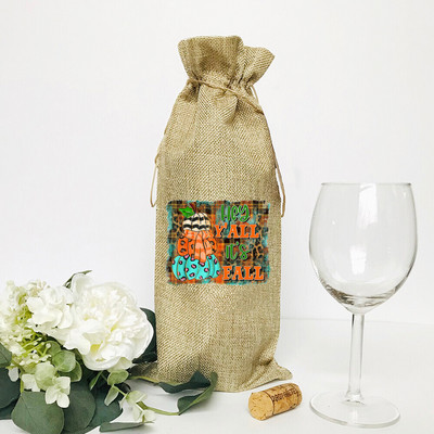 Moliūgų prieskonių latte printas lininis butelio maišelis butelio dulkių dangtelis apsauginis dangtelis vakarėlio dekoravimas Padėkos dienos dovanos draugams šeimai