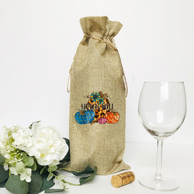 Moliūgų prieskonių latte printas lininis butelio maišelis butelio dulkių dangtelis apsauginis dangtelis vakarėlio dekoravimas Padėkos dienos dovanos draugams šeimai