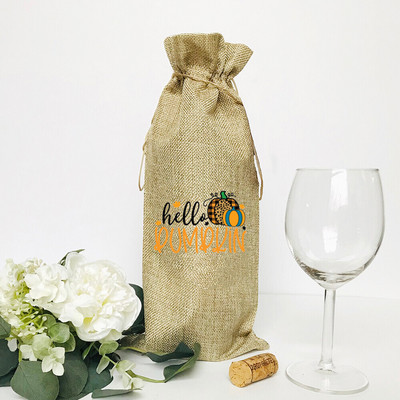 Moliūgų prieskonių latte printas lininis butelio maišelis butelio dulkių dangtelis apsauginis dangtelis vakarėlio dekoravimas Padėkos dienos dovanos draugams šeimai