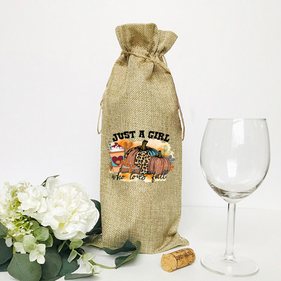 Moliūgų prieskonių latte printas lininis butelio maišelis butelio dulkių dangtelis apsauginis dangtelis vakarėlio dekoravimas Padėkos dienos dovanos draugams šeimai