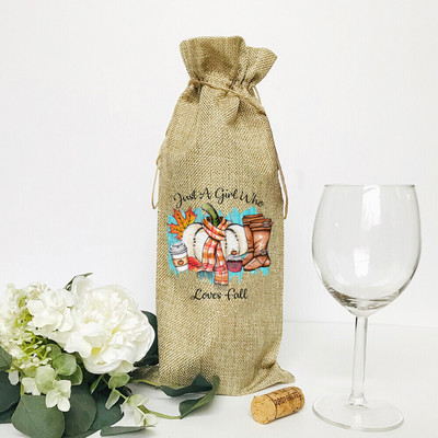 Moliūgų prieskonių latte printas lininis butelio maišelis butelio dulkių dangtelis apsauginis dangtelis vakarėlio dekoravimas Padėkos dienos dovanos draugams šeimai