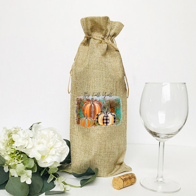 Moliūgų prieskonių latte printas lininis butelio maišelis butelio dulkių dangtelis apsauginis dangtelis vakarėlio dekoravimas Padėkos dienos dovanos draugams šeimai