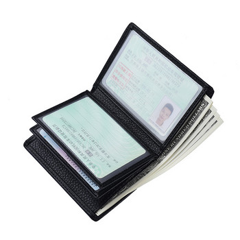 Ανδρικό πορτοφόλι από 100% γνήσιο δέρμα από δέρμα αγελάδας Κοντό πορτοφόλι μαύρο με φερμουάρ Τσέπη για κέρματα Λεπτή θήκη κάρτας Ανδρική τσάντα άδειας οδήγησης