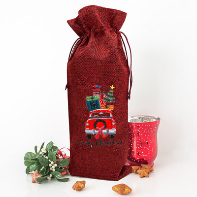 Vrećica za vino s printom božićnog drvca Boca vina Prekrivač za prašinu Novogodišnja zabava Ukrasi boca vina Pokloni za obiteljskog prijatelja