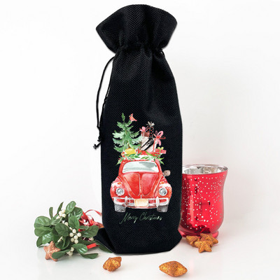 Vrećica za vino s printom božićnog drvca Boca vina Prekrivač za prašinu Novogodišnja zabava Ukrasi boca vina Pokloni za obiteljskog prijatelja