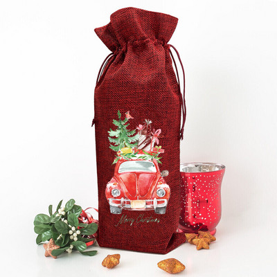 Vrećica za vino s printom božićnog drvca Boca vina Prekrivač za prašinu Novogodišnja zabava Ukrasi boca vina Pokloni za obiteljskog prijatelja