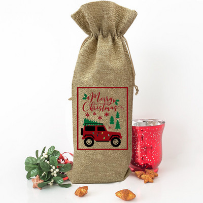 Vrećica za vino s printom božićnog drvca Boca vina Prekrivač za prašinu Novogodišnja zabava Ukrasi boca vina Pokloni za obiteljskog prijatelja