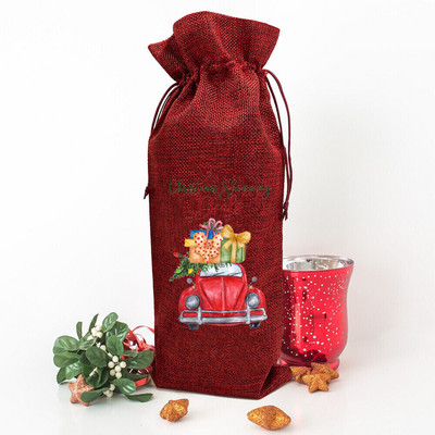 Vrećica za vino s printom božićnog drvca Boca vina Prekrivač za prašinu Novogodišnja zabava Ukrasi boca vina Pokloni za obiteljskog prijatelja