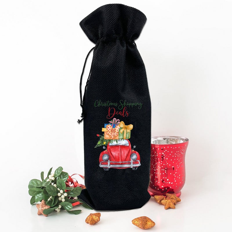 Vrećica za vino s printom božićnog drvca Boca vina Prekrivač za prašinu Novogodišnja zabava Ukrasi boca vina Pokloni za obiteljskog prijatelja