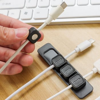 Самозалепващ се силиконов магнитен органайзер за кабели Направи си сам USB кабели Държач Силиконови гъвкави щипки за настолен плот за мишка Органайзер за кабели