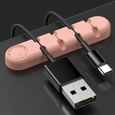 Самозалепващ се силиконов магнитен органайзер за кабели Направи си сам USB кабели Държач Силиконови гъвкави щипки за настолен плот за мишка Органайзер за кабели