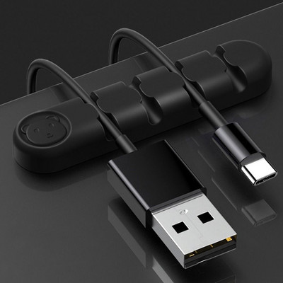 Самозалепващ се силиконов магнитен органайзер за кабели Направи си сам USB кабели Държач Силиконови гъвкави щипки за настолен плот за мишка Органайзер за кабели