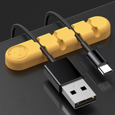 Самозалепващ се силиконов магнитен органайзер за кабели Направи си сам USB кабели Държач Силиконови гъвкави щипки за настолен плот за мишка Органайзер за кабели
