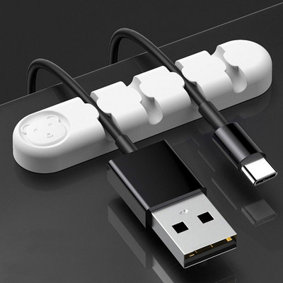 Самозалепващ се силиконов магнитен органайзер за кабели Направи си сам USB кабели Държач Силиконови гъвкави щипки за настолен плот за мишка Органайзер за кабели