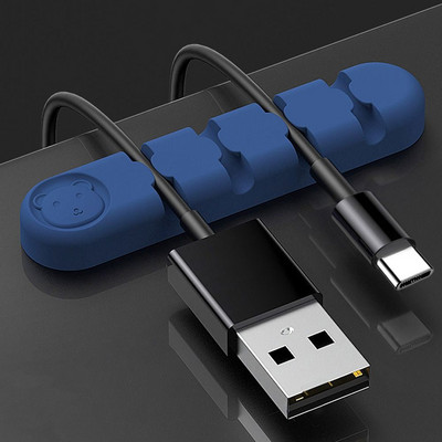 Самозалепващ се силиконов магнитен органайзер за кабели Направи си сам USB кабели Държач Силиконови гъвкави щипки за настолен плот за мишка Органайзер за кабели