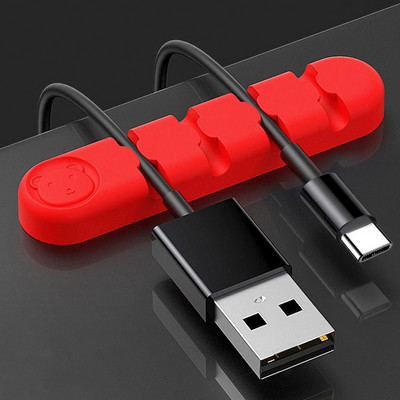 Самозалепващ се силиконов магнитен органайзер за кабели Направи си сам USB кабели Държач Силиконови гъвкави щипки за настолен плот за мишка Органайзер за кабели