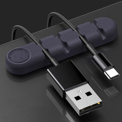 Самозалепващ се силиконов магнитен органайзер за кабели Направи си сам USB кабели Държач Силиконови гъвкави щипки за настолен плот за мишка Органайзер за кабели