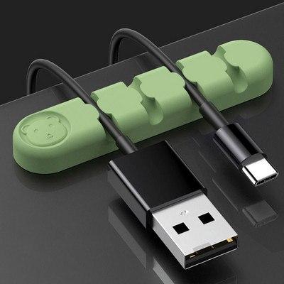 Самозалепващ се силиконов магнитен органайзер за кабели Направи си сам USB кабели Държач Силиконови гъвкави щипки за настолен плот за мишка Органайзер за кабели