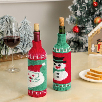 Χριστουγεννιάτικο Κάλυμμα για Μπουκάλι Κρασιού Δημιουργικό Διακοσμητικό Πουλόβερ Φόρεμα για Διακόσμηση Φεστιβάλ Επαναχρησιμοποιήσιμο 4 Επιλογές M6CE