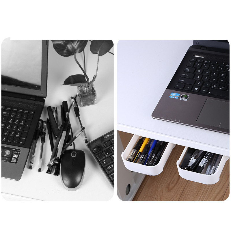 Самозалепваща се поставка за моливи под чекмеджето на бюрото Кутия за съхранение Скрит органайзер за канцеларски материали Поставка за химикалки Офис Органайзер за домашно съхранение