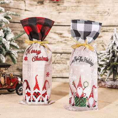 1Pc Christmas Forester Snowflake Printed Wine Bottle Bag Champagne Sleeve Cover Table Supplies