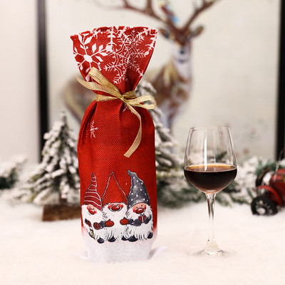 1 τεμ Christmas Forester Snowflake Printed Wine Bottle Bag Champagne Sleeve Sleeve Table Supplies