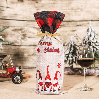 1 τεμ Christmas Forester Snowflake Printed Wine Bottle Bag Champagne Sleeve Sleeve Table Supplies