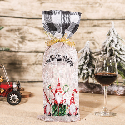1 τεμ Christmas Forester Snowflake Printed Wine Bottle Bag Champagne Sleeve Sleeve Table Supplies