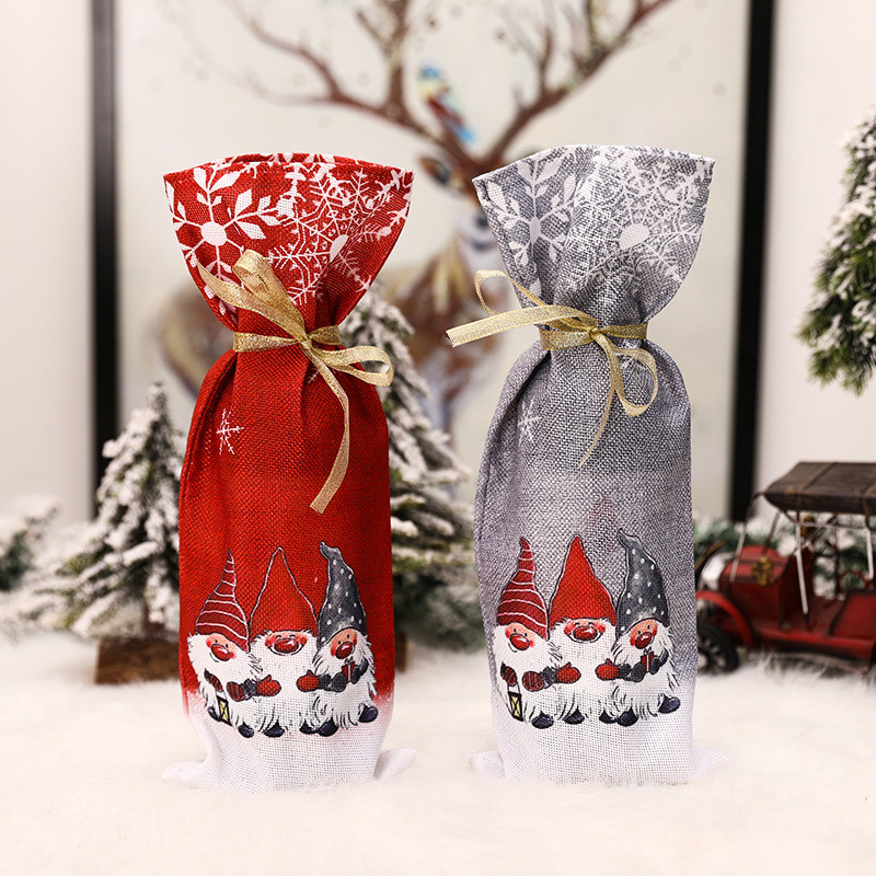 1 τεμ Christmas Forester Snowflake Printed Wine Bottle Bag Champagne Sleeve Sleeve Table Supplies