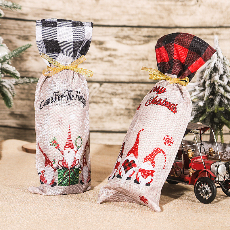 1 τεμ Christmas Forester Snowflake Printed Wine Bottle Bag Champagne Sleeve Sleeve Table Supplies