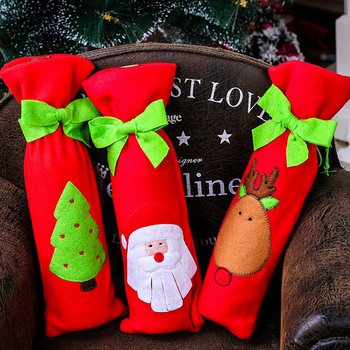 Коледна украса за дома Дядо Коледа Покривало за бутилка вино с панделка Снежен човек Чорапи Поставки за подаръци Коледен декор