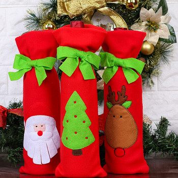 Коледна украса за дома Дядо Коледа Покривало за бутилка вино с панделка Снежен човек Чорапи Поставки за подаръци Коледен декор