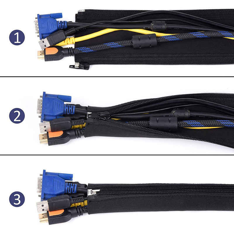 DIY tõmblukuga kaablihülss nailontraadist kaabli haldamise korraldaja varrukas juhtmekaitse toru kaabli organiseerimiskott arvuti arvutile