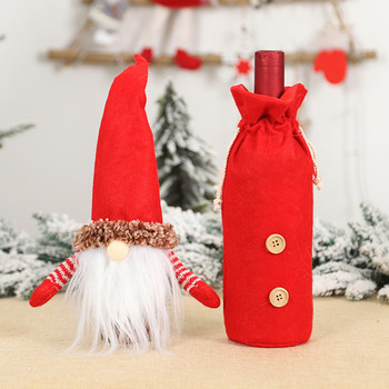 Κάλυμμα για μπουκάλι κρασιού Χριστουγεννιάτικο Gnome, τσάντα σαμπάνιας, διακόσμηση για γιορτινό πάρτι, καλύμματα μπουκαλιών κρασιού