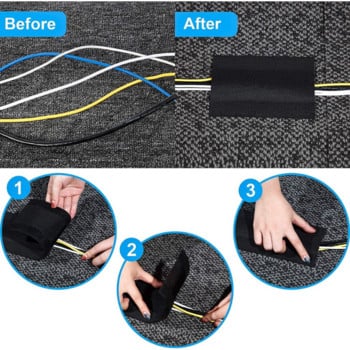 1M капак за подов кабел, ръкав за кабел за килим, протектор за кабели, капак за удължителен кабел, защита на проводниците и предотвратяване на прекъсвания на кабела за домашния офис