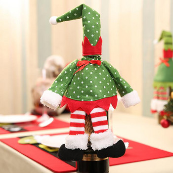 Χριστουγεννιάτικο σετ διακόσμησης για μπουκάλι κρασιού Santa Deer Κάλυμμα για μπουκάλια Ρούχα Διακόσμηση κουζίνας για το Χριστουγεννιάτικο Δείπνο της Πρωτοχρονιάς
