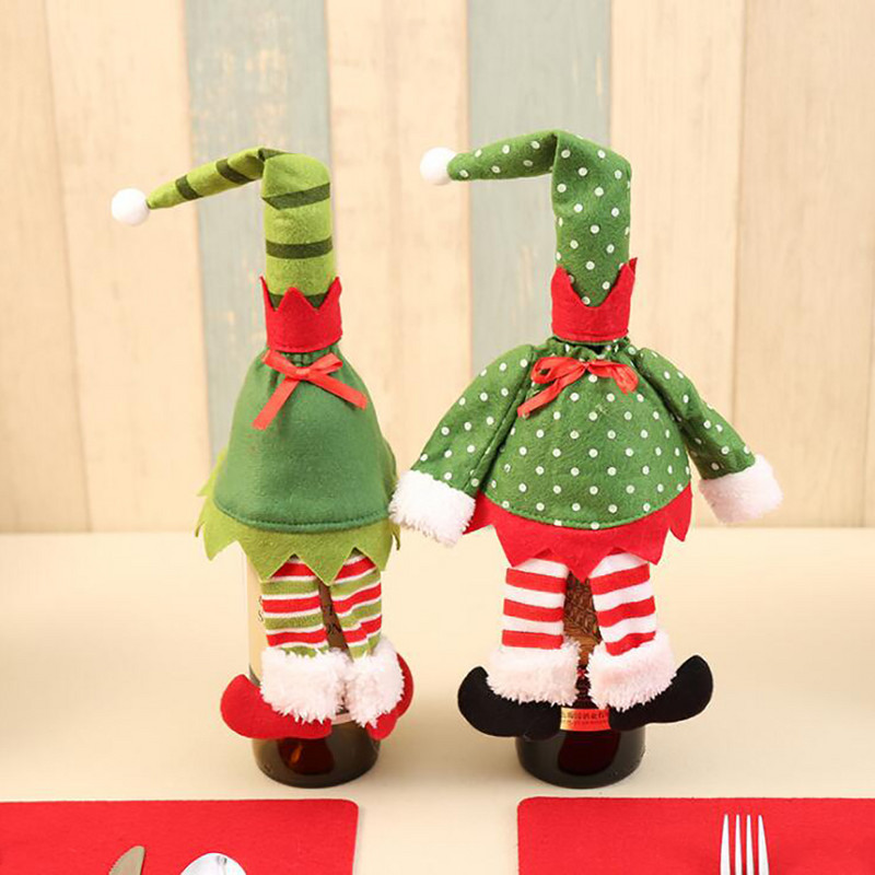 Set de decor pentru sticle de vin de Crăciun Capac pentru sticle de cerb Moș Crăciun Decor pentru bucătărie pentru petrecerea de Revelion