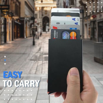 Изскачащ държач за RFID карта Тънък алуминиев портфейл Организатори за съхранение на карти Еластична задна торбичка ID Credit Protect Държач за карта за пътуване