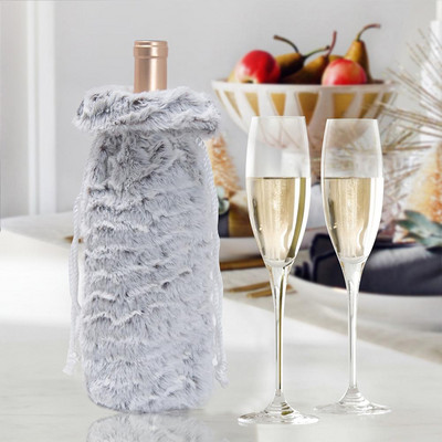 Коледна кожена капачка за бутилка шампанско Коледна чанта за бутилка вино за украса за зимни празници