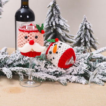 Плетена калъфка за бутилка вино Принадлежности за украса на коледна маса Снежен човек Издълбана чанта за бутилка